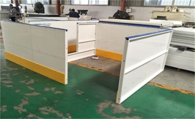 Install the combination of hockey dasher boards